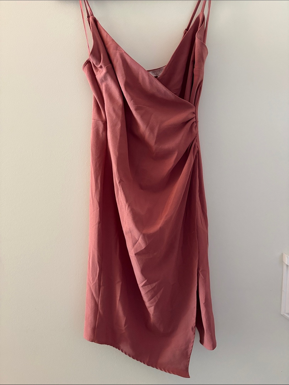 Chelsea28 Dusty Rose Ruched Slip Midi Dress